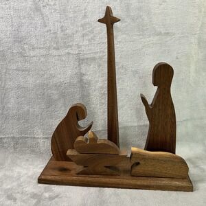 Carved Wood Modern Primitive Nativity Christmas‎ 6-piece Faceless Abstract